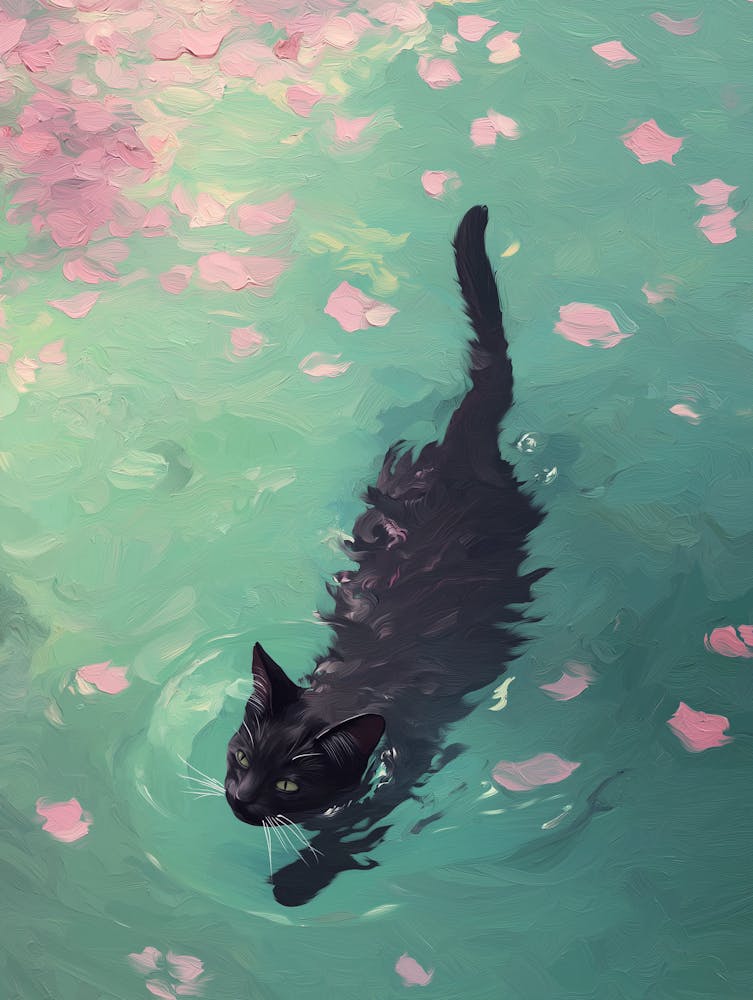 Cat Swimming In The Water