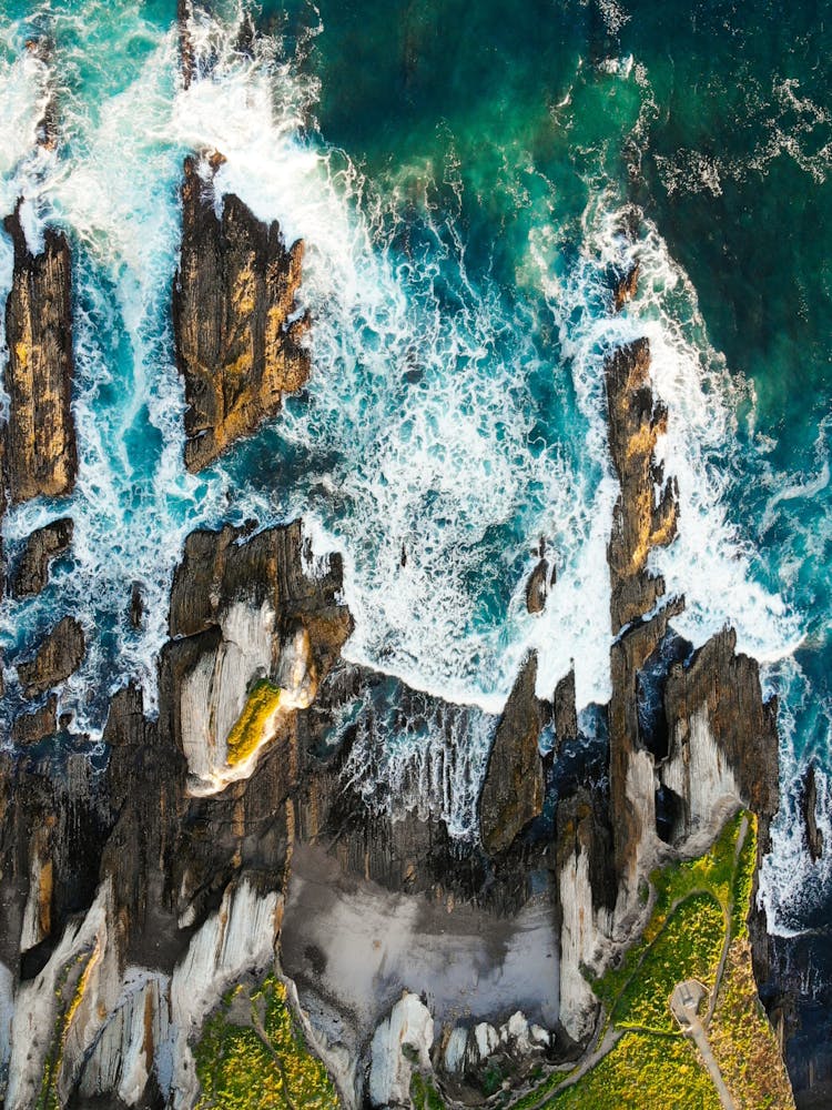 Aerial View Of Cliffs And Ocean