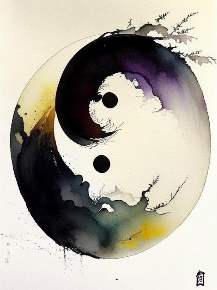 Repeat 4 Yin And Yang Japanese Ink