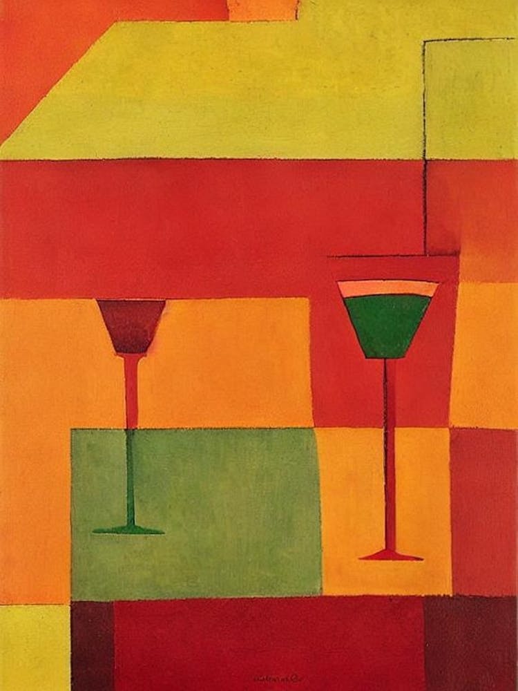 Aglianico Paul Klee Inspired Abstract Cocktail Poster