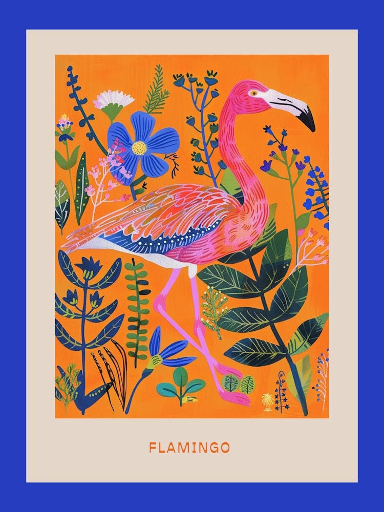 Spring Birds Poster Flamingo 2