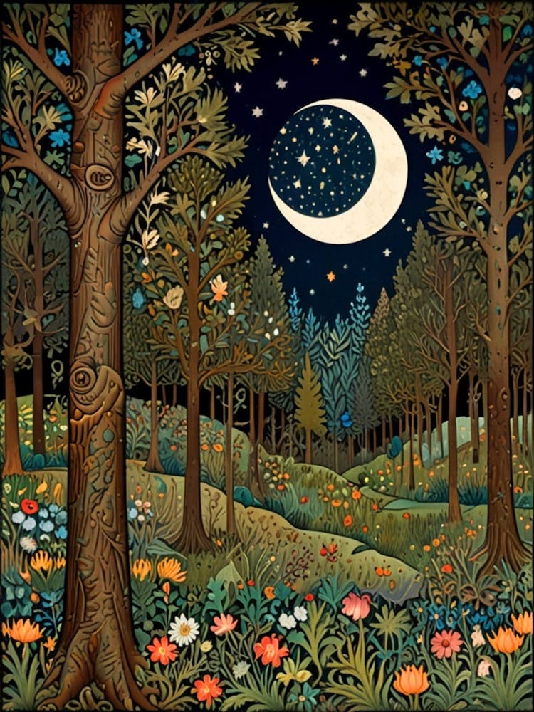 William Morris Moonlight In The Forest 190