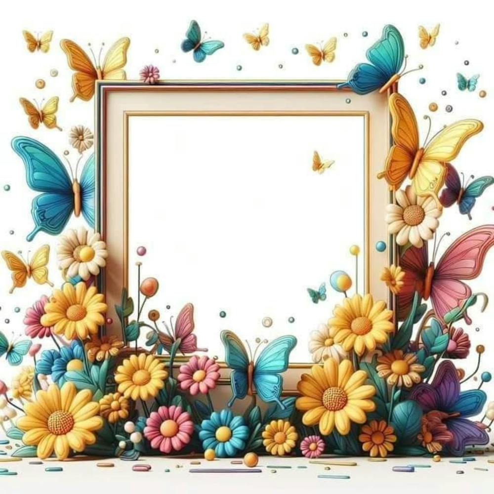 Frame With Butterflies And Flowers 1