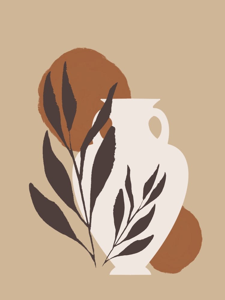 Vase With Leaves