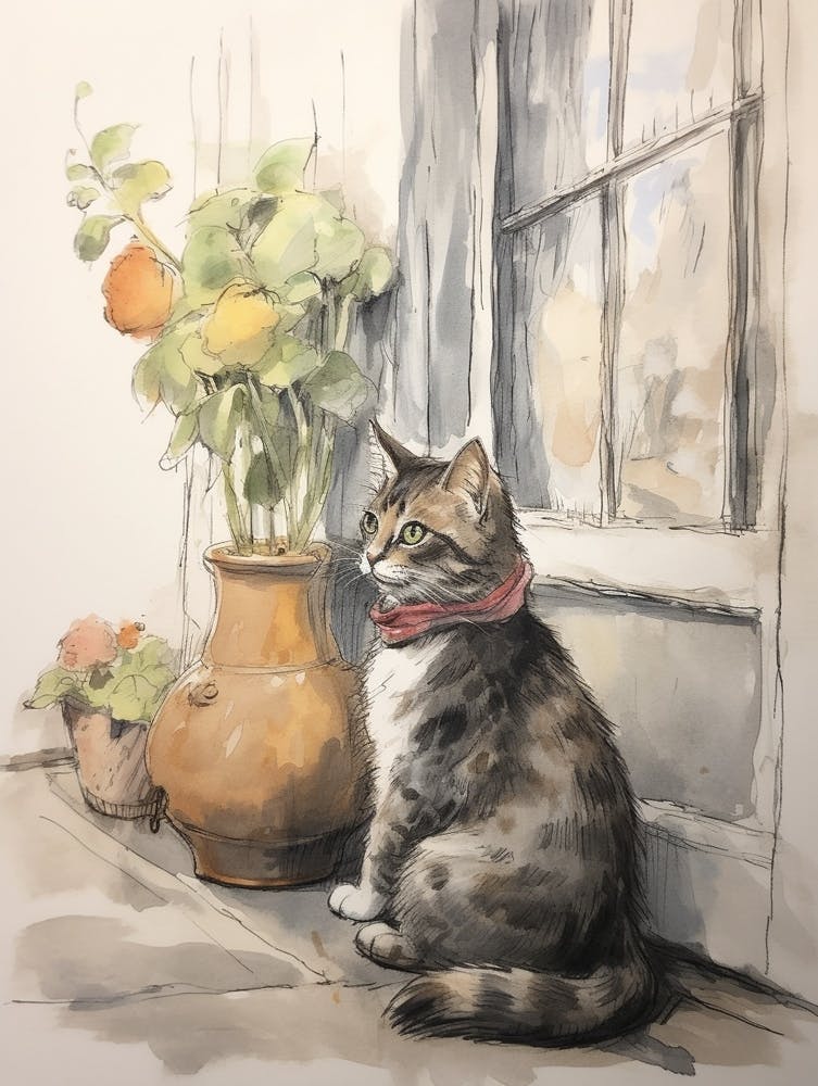 Märchenbuch Tier Aquarell Katze 4