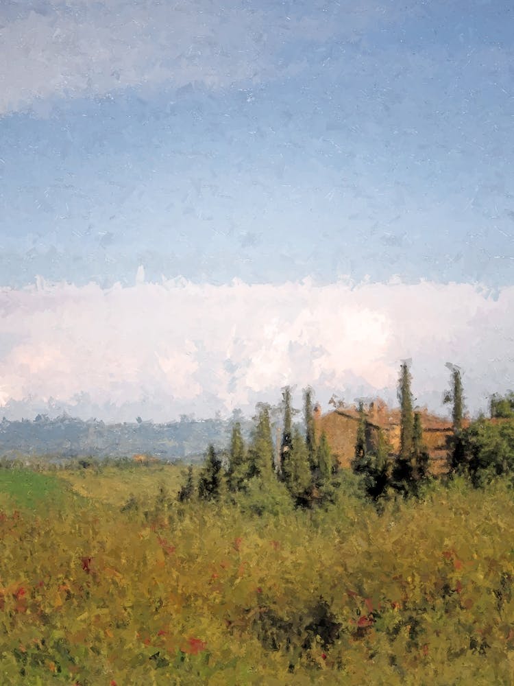 Italy Tuscany Villa Digital Oil Painting