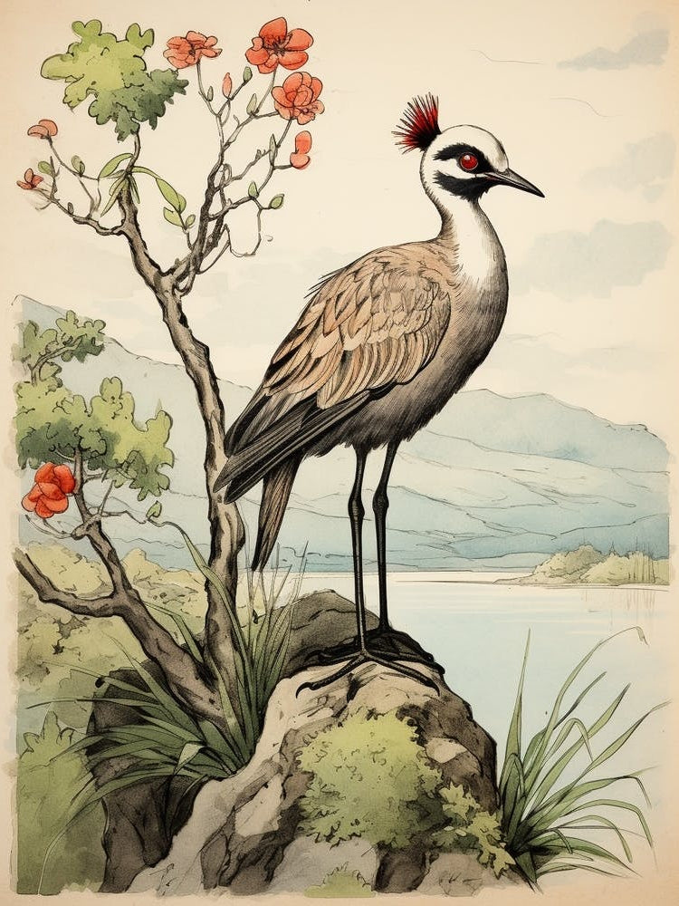 Storybook Animal Watercolour Crane 2