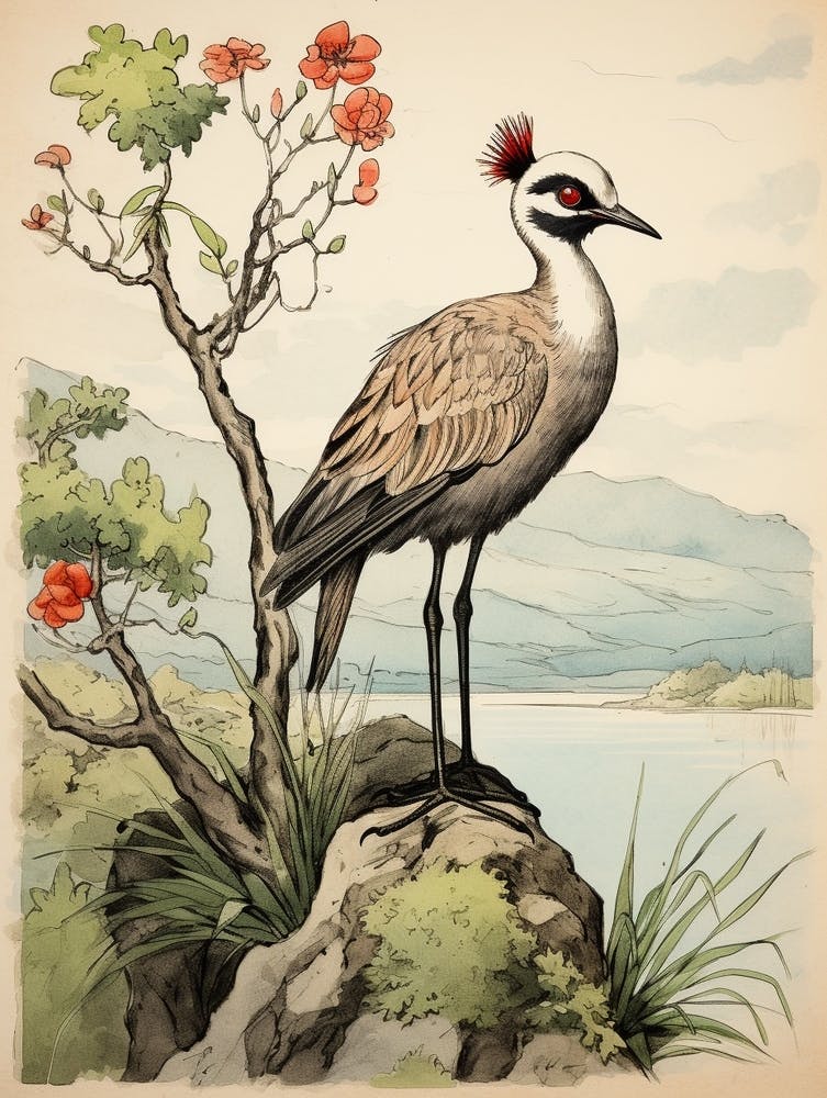 Storybook Animal Watercolour Crane 2