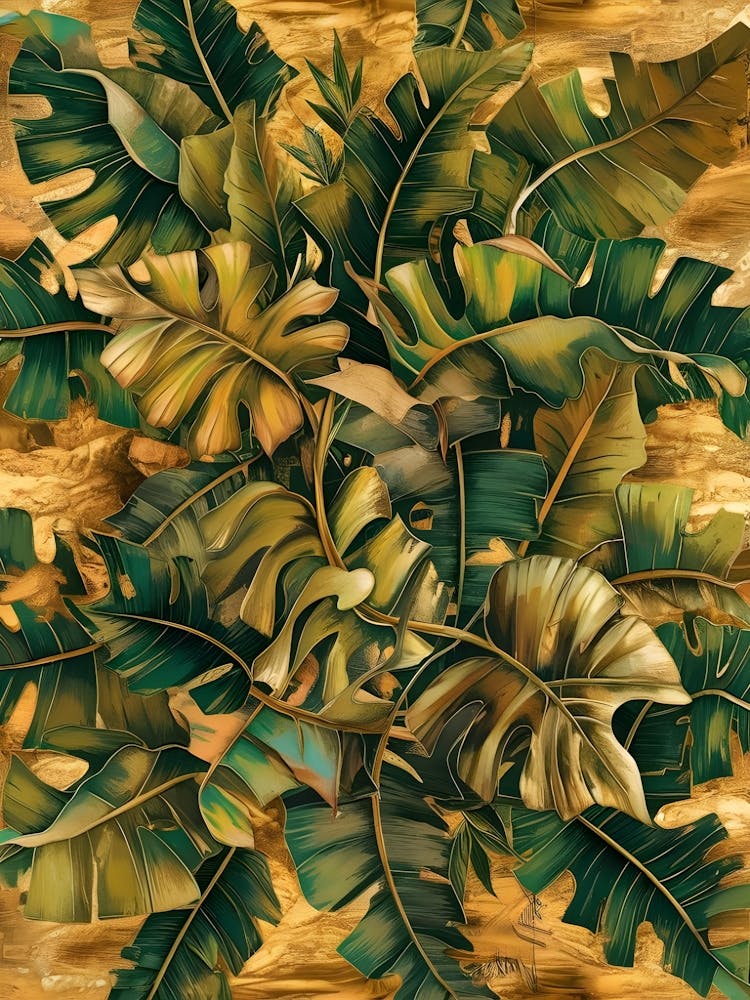 Banana Leaves On Wood