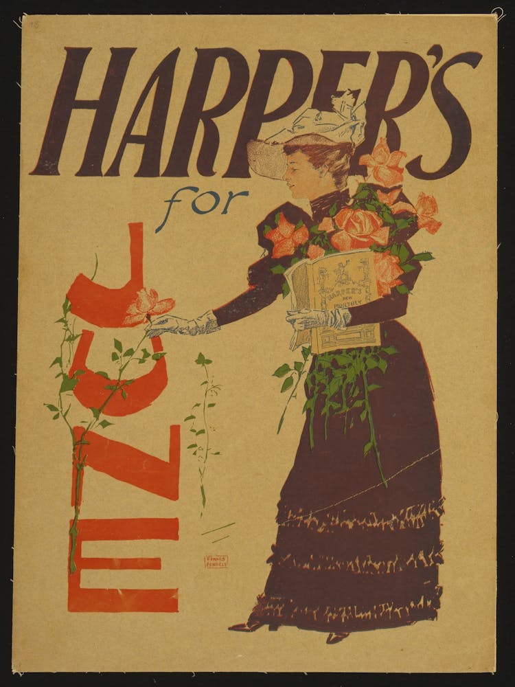 Woman Picking Up Flowers (1894), Edward Penfield