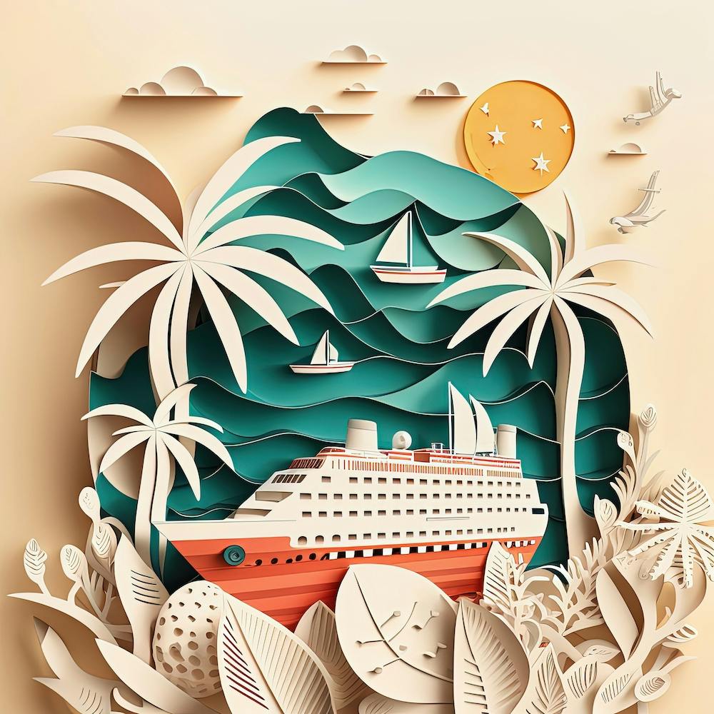 Travel Cruise Ship Paper cut Style