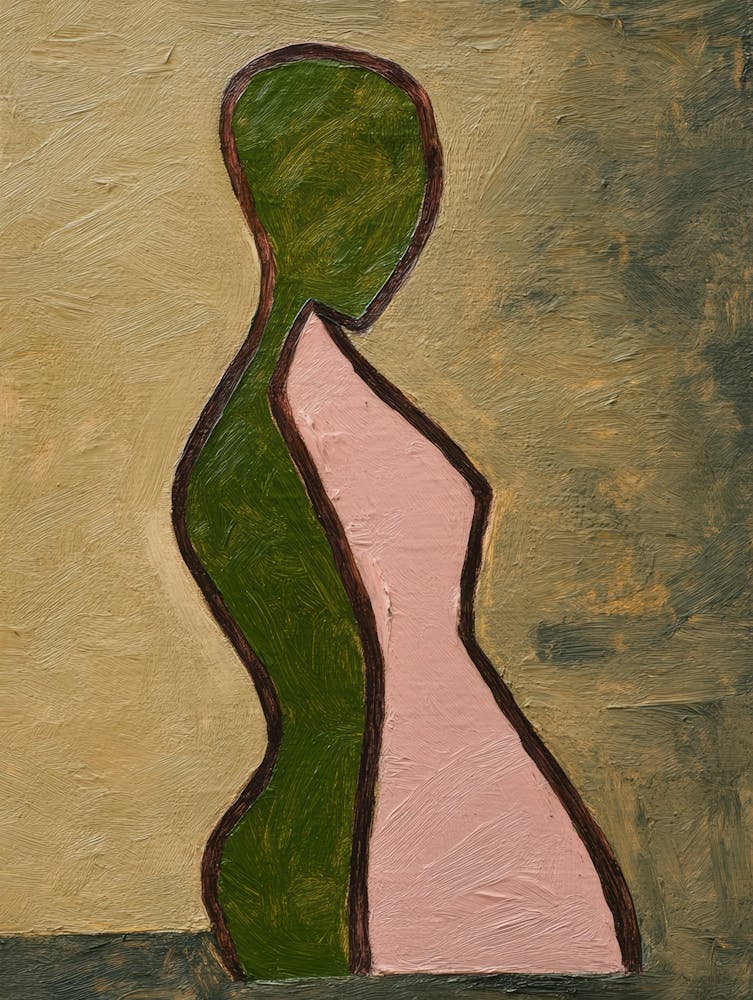 Woman In Pink And Green