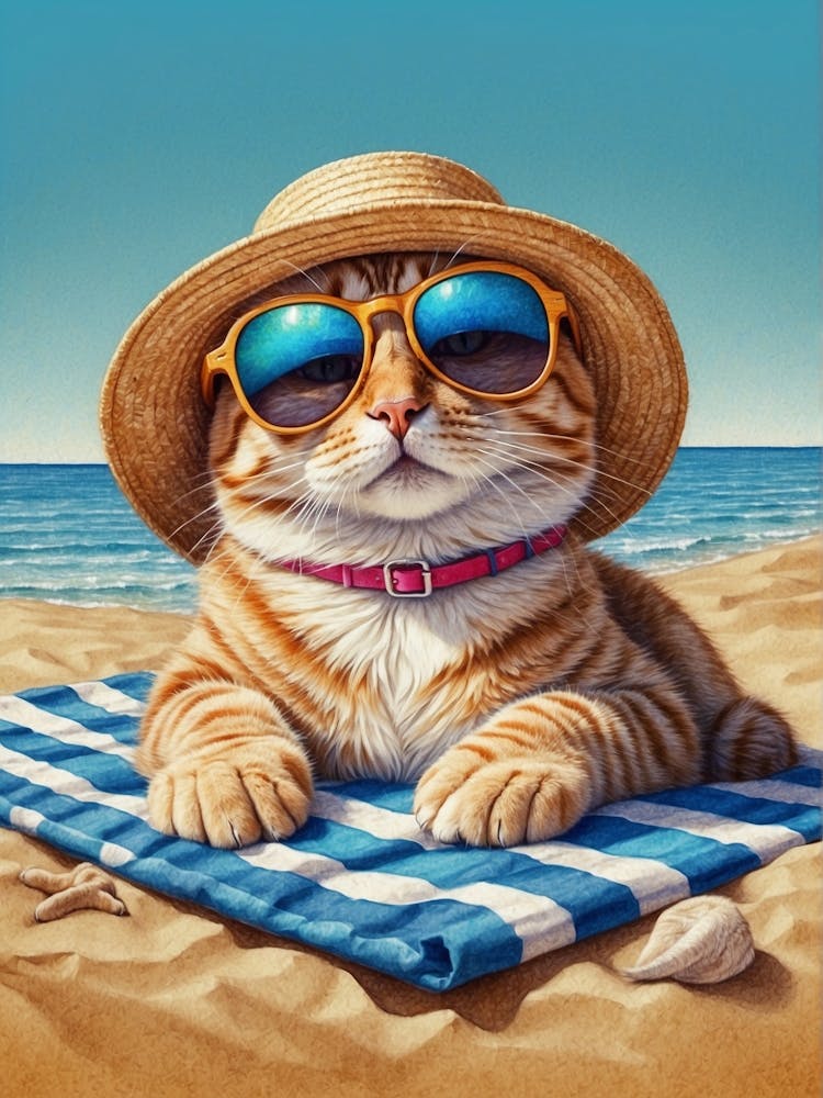 Cat On The Beach Canvas Print