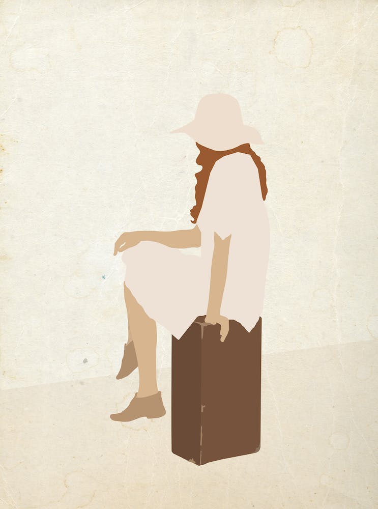 Girl Sitting On A Suitcase