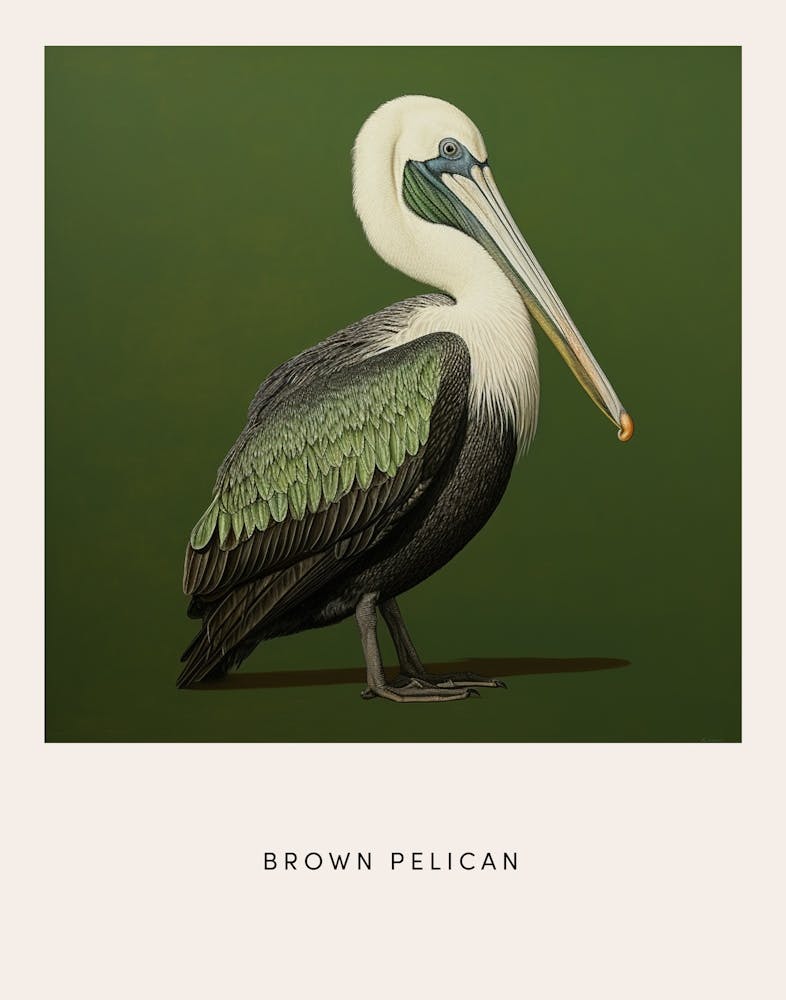 Ohara Koson Inspired Bird Painting Brown Pelican 3 Poster