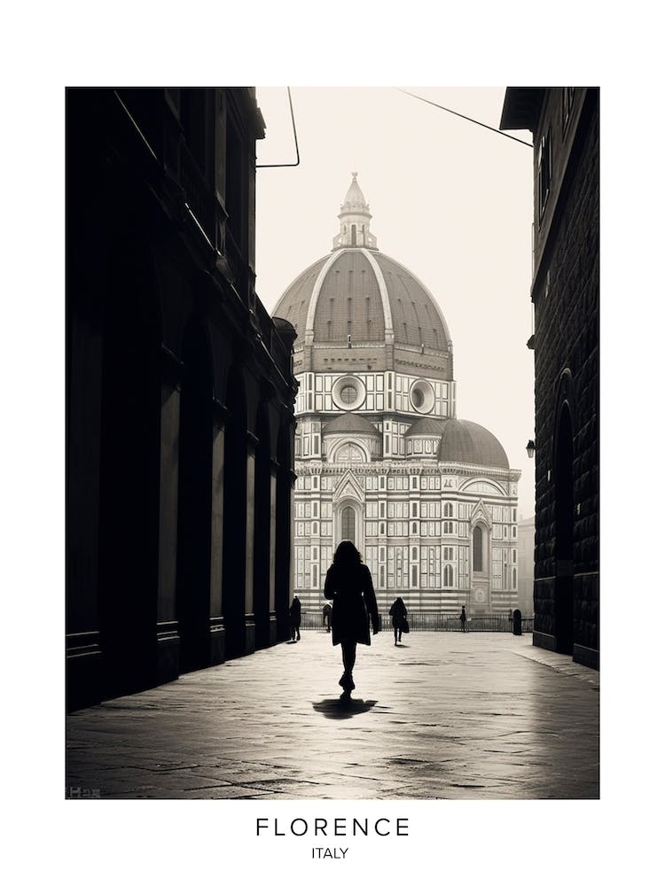 Poster von Florenz, Italien, Schwarz-Weiß Analogfotografie 4