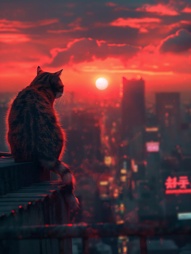 Cat At Sunset
