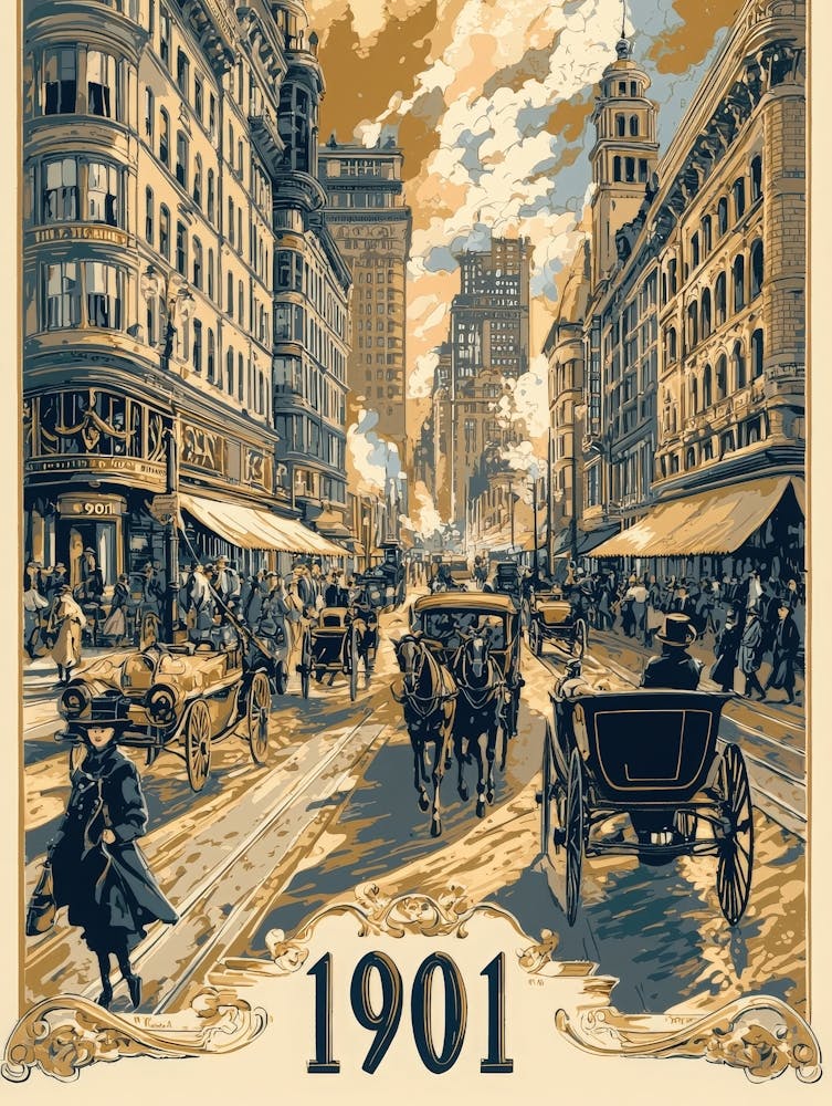 Aihrgdesign A Vintage Poster Of A Bustling 1901 City Street F 2e061539 3a36 44b6 B7e2 8fa87e4c16fe 1
