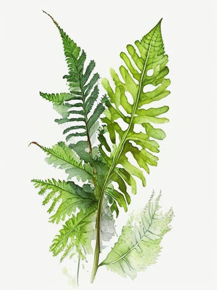Marsh Fern Wildflower Watercolour