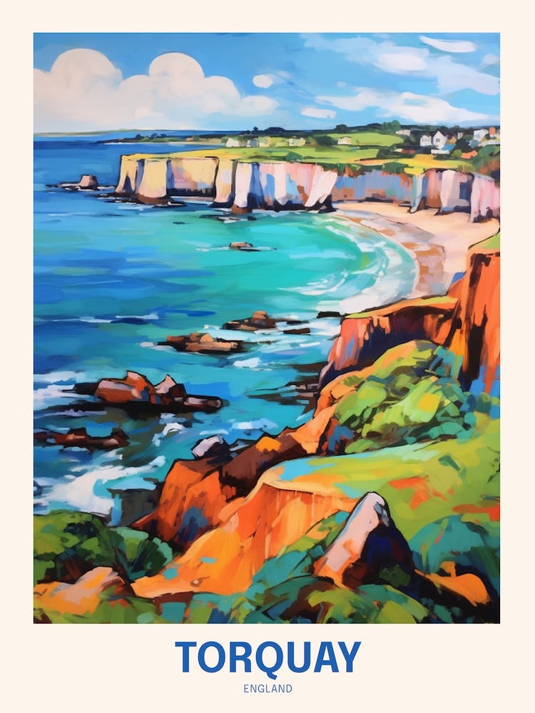 Torquay Angleterre 2 Affiche de Voyage Royaume-Uni