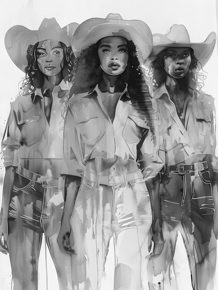 Three Women In Cowboy Hats