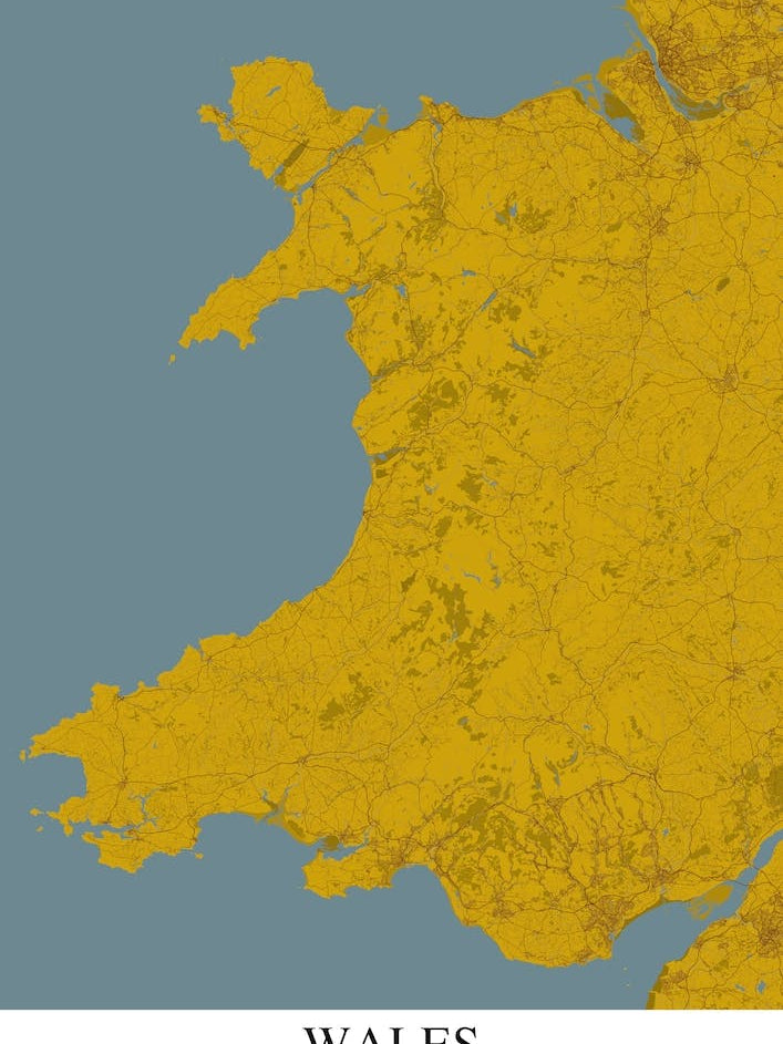 Wales Yellow Blue Map