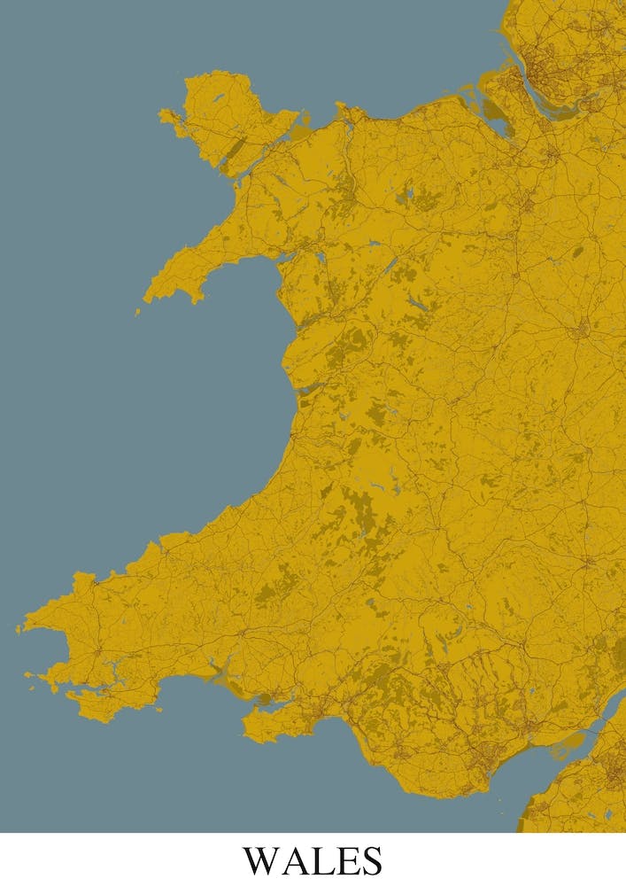 Wales Yellow Blue Map