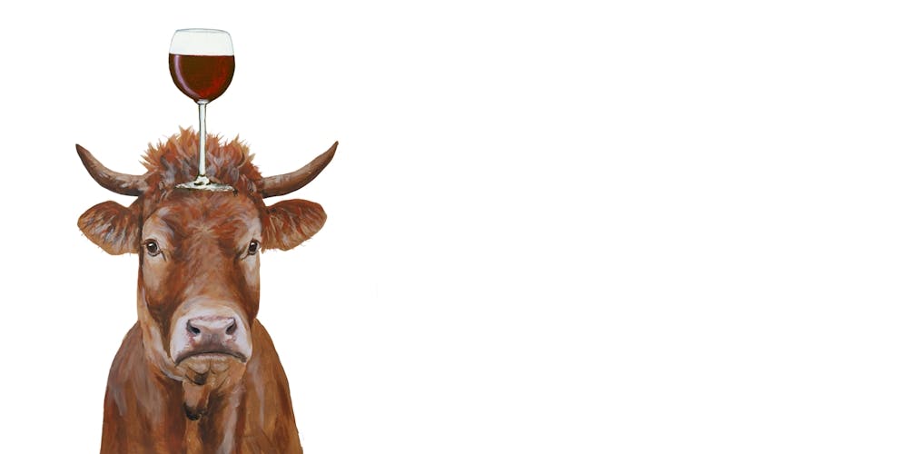 Cow With Wineglass Dining Room art print