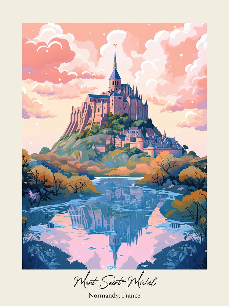 Mont Saint Michel   Normandy, France   Cute Botanical Illustration Travel 3 Poster