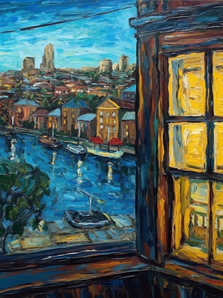 Window View Of Sydney In The Style Of Expressionism 4