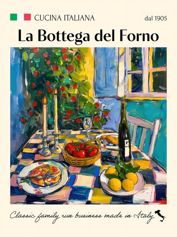 La Bottega Del Forno Trattoria Italian Poster Food Kitchen