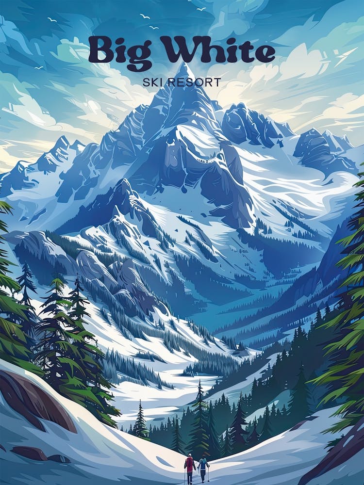 Illustration De Voyage Montagne De Ski Big White
