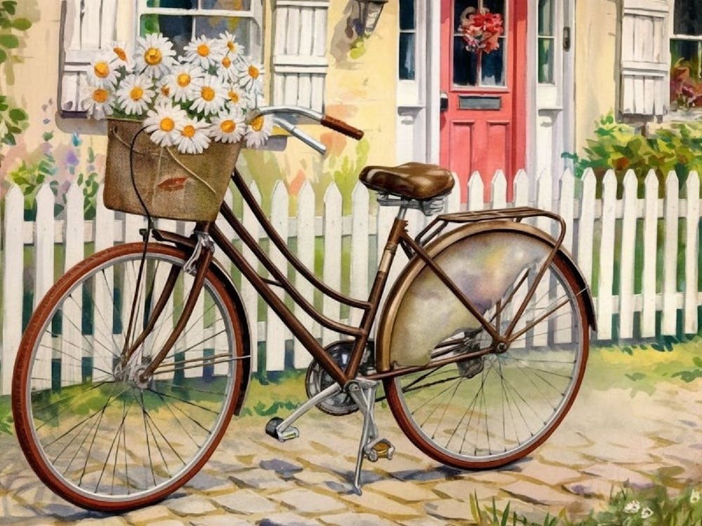 Vintage Bicycle with Daisies – Countryside Charm