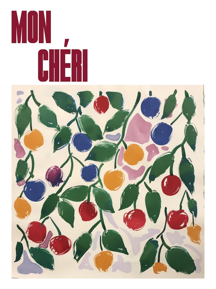 Mon Cheri Poster Cherries Matisse Style 5