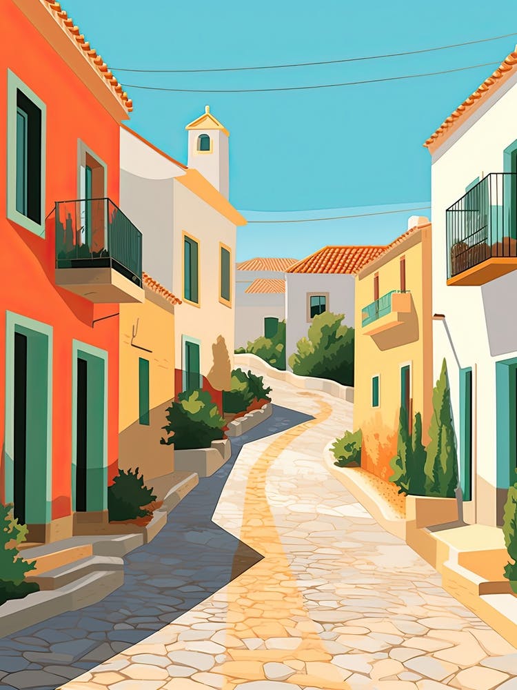 Algarve, Portugal, Flat Illustration 2