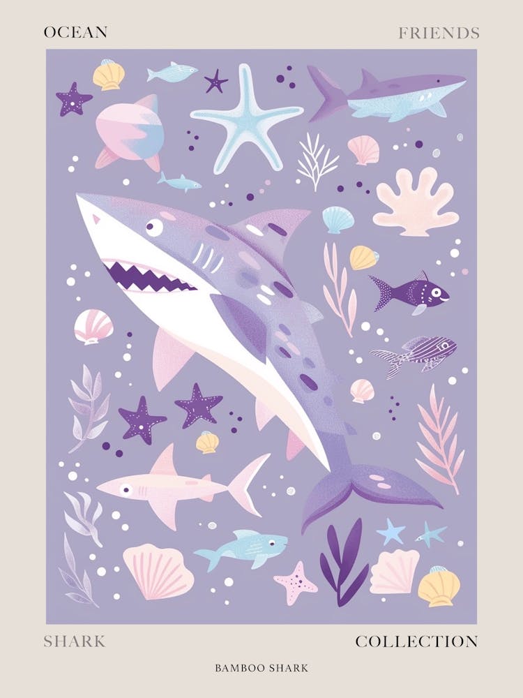 Purple Bamboo Shark Illustration 1 Poster