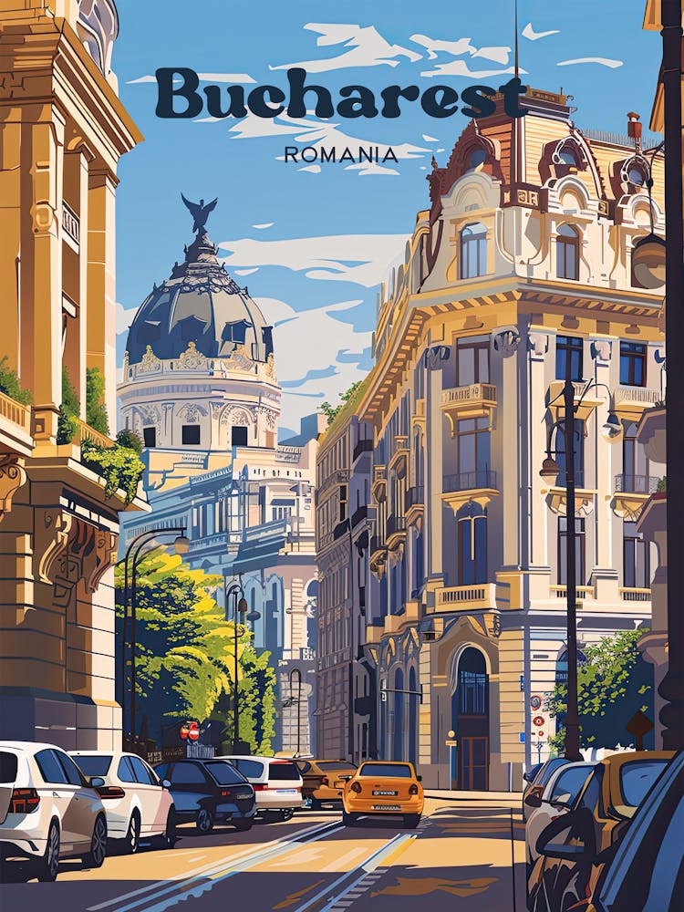Bucharest Romania Architecture Digital Travel Art