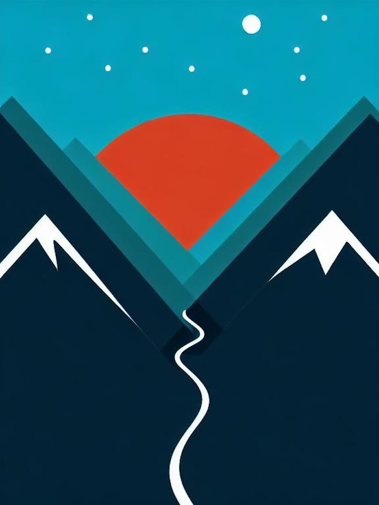 Thredbo, Australia Modern Illustration Skiing Poster