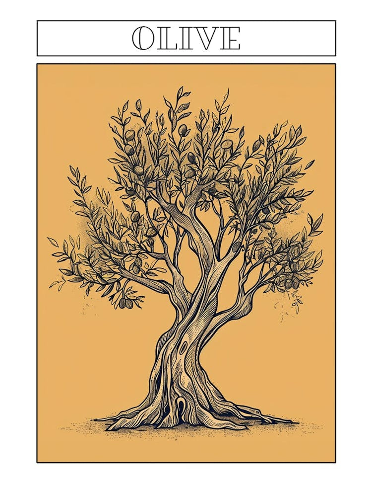 Olive Tree Minimalistic Drawing 4 Poster