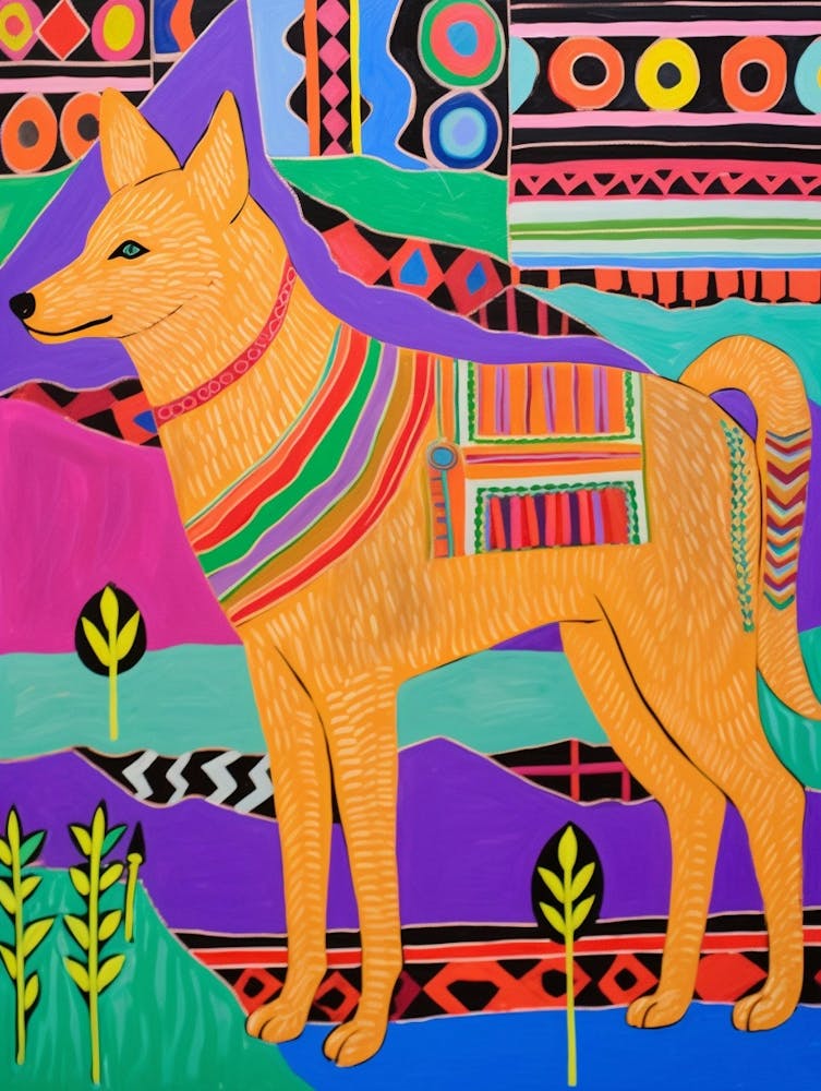 Peinture Animalière Maximaliste Dingo 1
