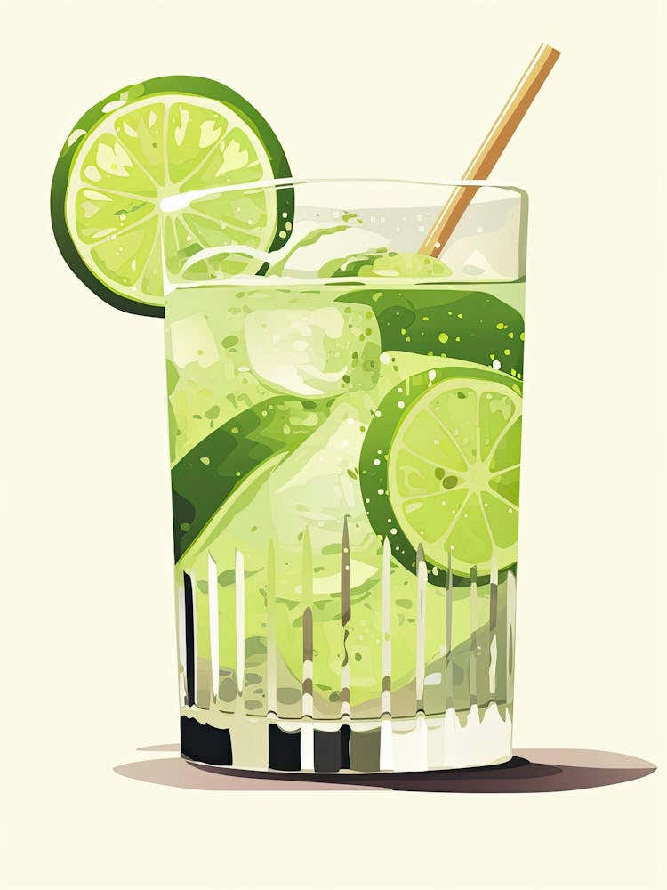 Watercolour Caipirinha Floral Infusion Cocktail 1