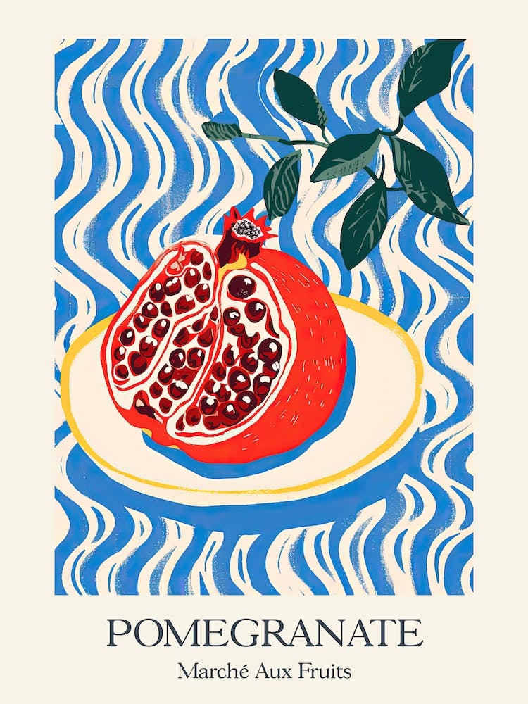 Marche Aux Fruits Pomegranate Fruit Summer Illustration 4