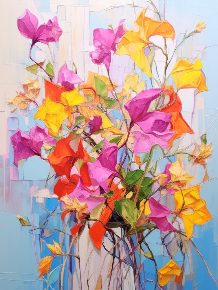 Abstrakte Blumenmalerei Bougainvillea 1