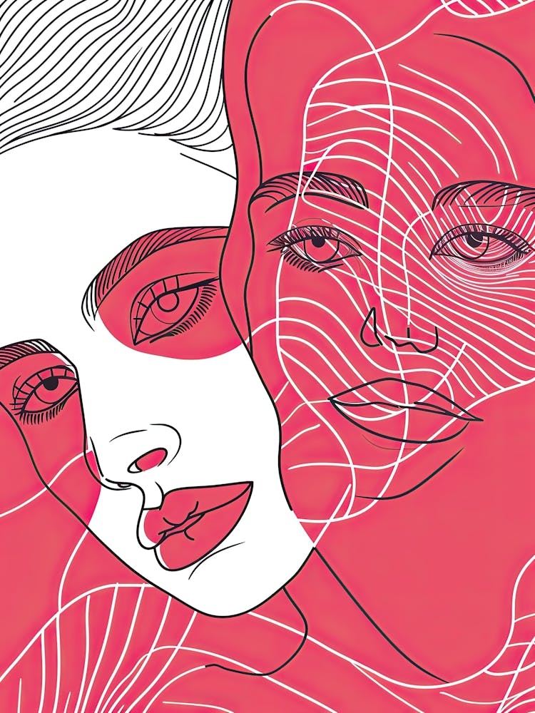 Simplicity Pink Lines Woman Abstract 1