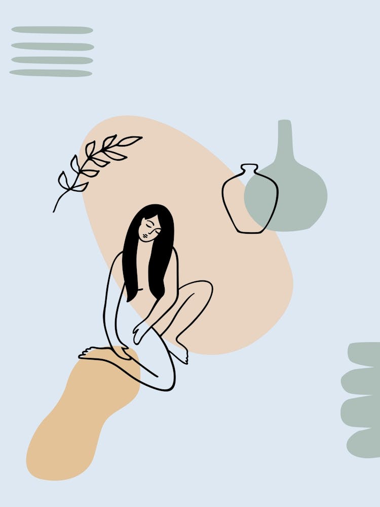 Woman Sitting On The Floor. Boho woman — boho poster, boho wall art