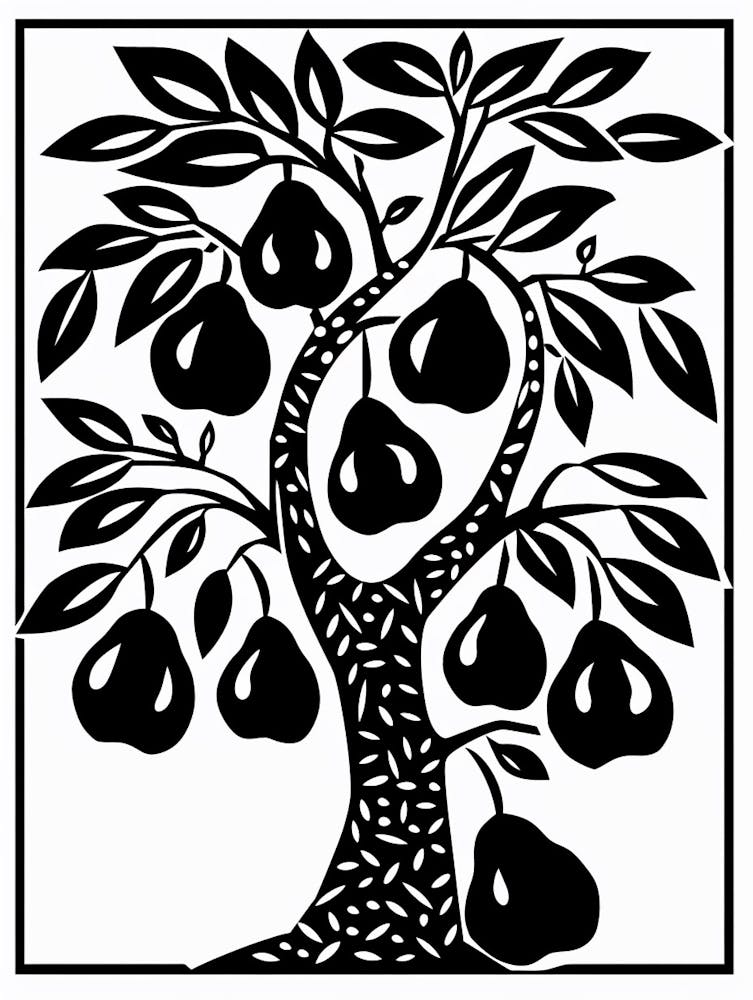 Pear Tree Simple Geometric Nature Stencil 3
