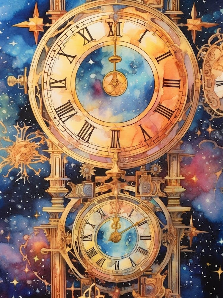 Watercolour Space Clock Celestial 6