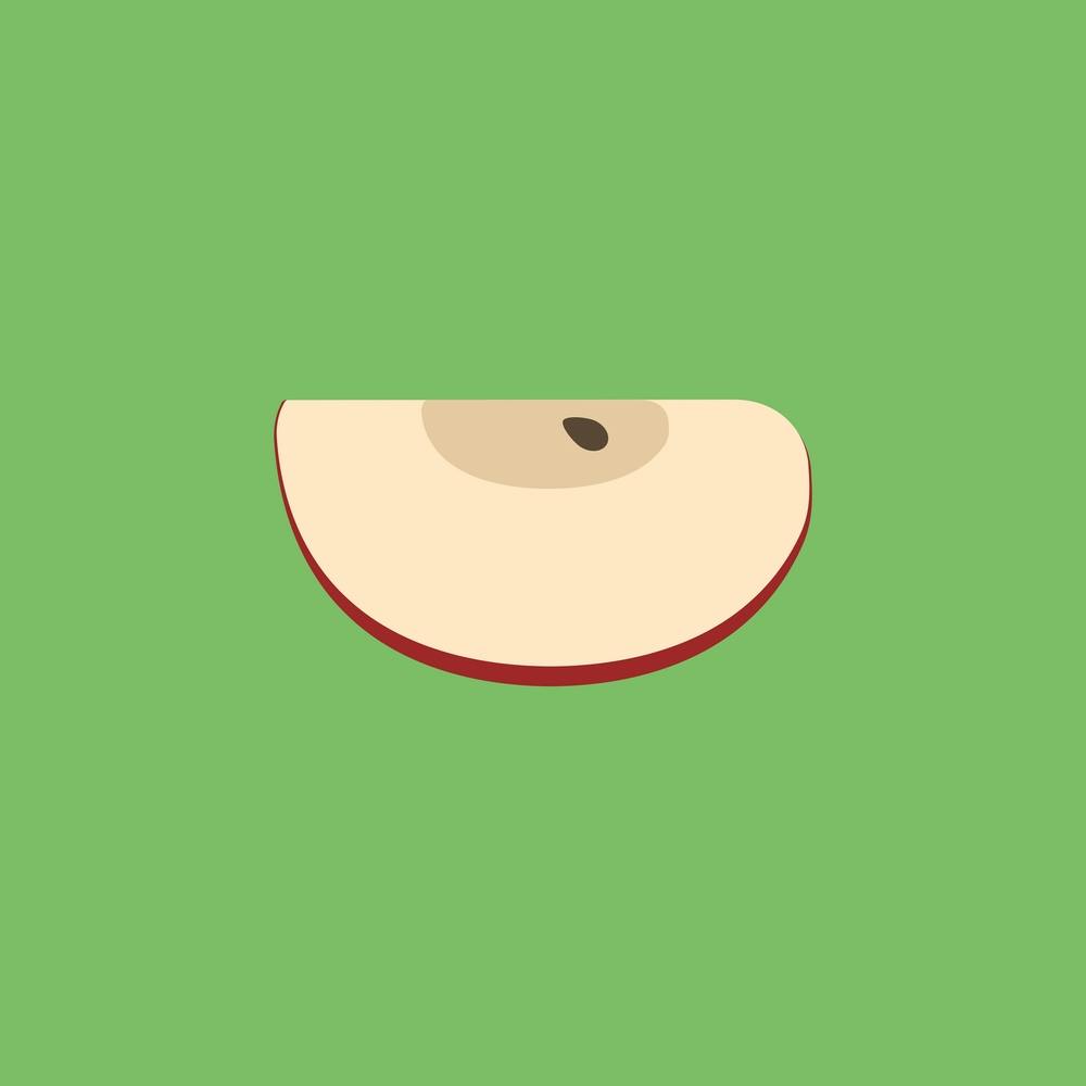 Red Apple Slice Icon In Flat Design