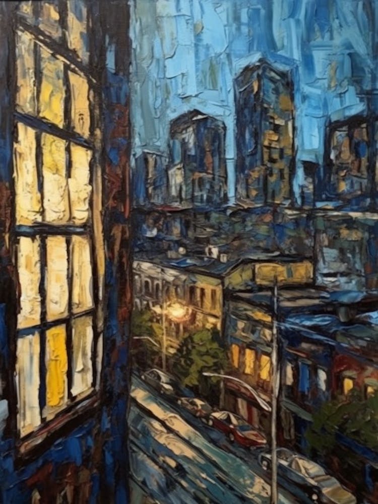 Window View Of Toronto Canada In The Style Of Expressionism 3