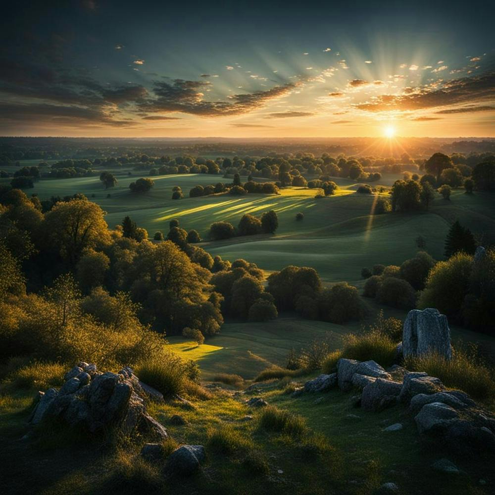 Sonnenuntergang über einem Feld